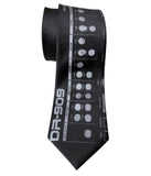 909 Drum Sequencer Print Necktie, Dove Grey on Black Tie, by Cyberoptix
