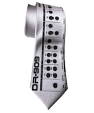 909 Drum Sequencer Print Necktie, Black on Silver Tie, by Cyberoptix