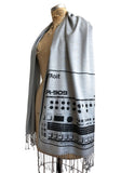 Vintage Drum Sequencer Print Pashmina, TR-909 Linen-Weave Scarf, by Cyberoptix