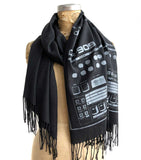 Techno Music Linen-Weave Scarf, Detroit TR-909 Pashmina, by Cyberoptix