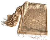 Detroit Map Printed Linen Weave Pashmina Scarf, 1831 City Plan