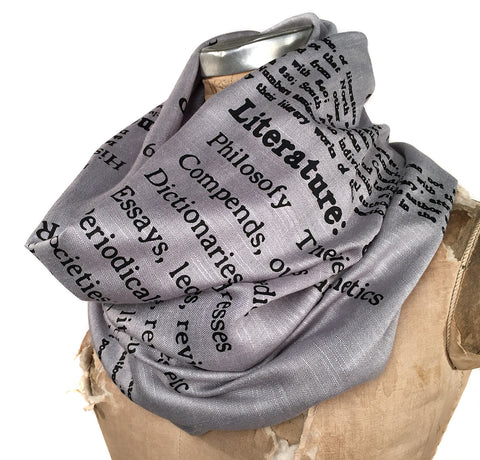 Dewey Decimal Literary linen weave pashmina scarf