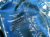 Teal blue Contour Map Print Scarf, Norwegian Sea Bathymetric Chart, by Cyberoptix
