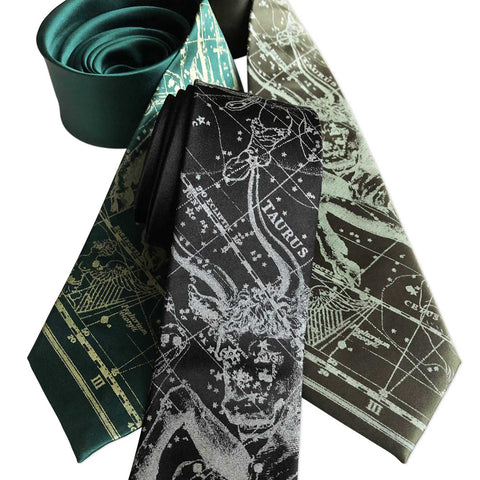 Taurus Necktie, Zodiac Constellation Star Chart Tie