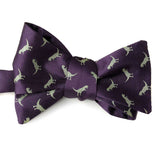 Tiny T-Rex Print Eggplant Bow Tie, Dinosaur Pattern Tie, by Cyberoptix