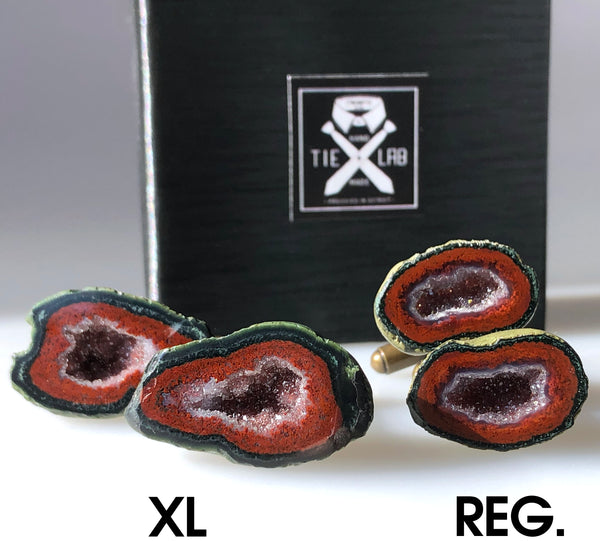 Agate Geode Cufflinks, Tabasco geode cuff links