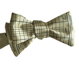 Celery green Accountant Bow Tie, Ledger Paper Print bowtie, by Cyberoptix