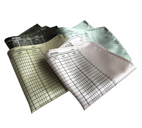 Accountant Pocket Square, Ledger Paper Print