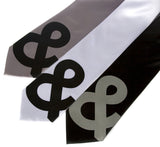 Ampersand ties. Black on silver, white, dove grey on black