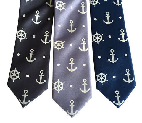 Anchor Necktie, Nautical Print Tie