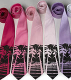 Laser Cat ties! Black print on fuchsia, hot pink, pink, light pink, lavender, white