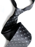Anvil Necktie, black pearl on black. Metalworking Print Tie, shown tied, by Cyberoptix