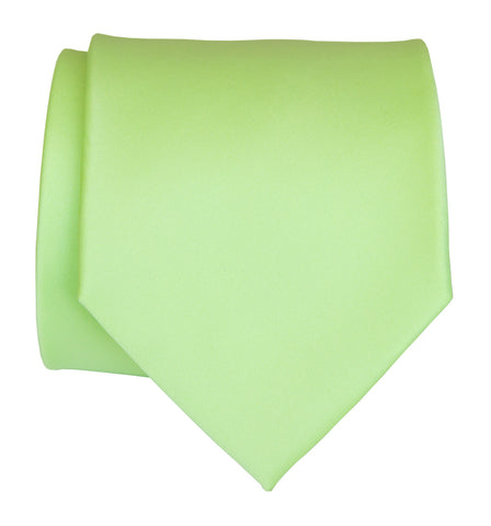 Apple Green Necktie. Light Green Solid Color Satin Finish Tie, No Print
