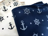 Anchor Print pocket square, by Cyberoptix. French blue and cream.