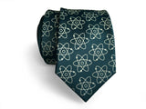 dark teal atom print necktie, by cyberoptix tie lab, detroit