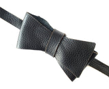 Black Automotive Leather Bow Tie