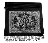 black and white bandana print scarf