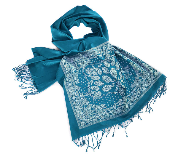 ◇DAKS◇ [Dax Scarf] Blue Chain Print Robe Scarf Fine Polka Dot Silk Scarf in Royal Blue | Bows-N-Ties.com