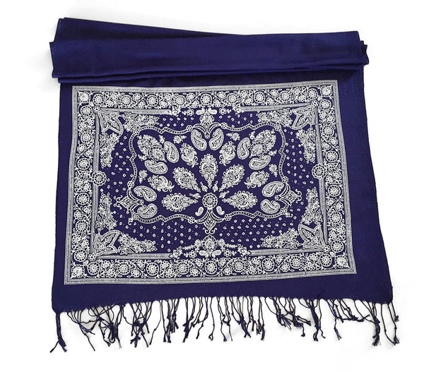 Bandana Print scarf. Linen weave pashmina by Cyberoptix