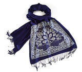 navy blue bandana print pashmina