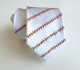 White baseball print tie, by cyberoptix