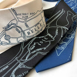 Belle Isle Map Neckties, Detroit Printed Ties. Cyberoptix