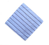 Blue diagonal striped linen + silk blend woven pocket square.