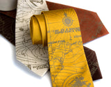 Bermuda Triangle print tie. Antique brass on mustard