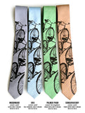 Bicycle Print Linen Neckties. Triple Cruiser Bike Ties, by Cyberoptix, Silver, light blue, green, copper.