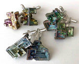 Bismuth Cufflinks, by Cyberoptix. Raw stone geometric crystal cuff links