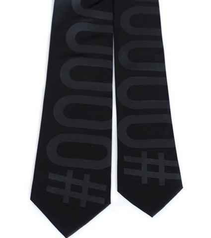 Hexadecimal Code Silk Necktie. Black Tie #000000.
