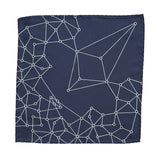 Blockchain Distributed Network Pocket Square, Ice on Navy Blue Print, by Cyberoptix