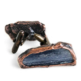 Blue Kyanite Electroformed Cufflinks, raw stone cuff links
