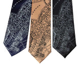 Boston Map Print Ties, 1814 Vintage Map Printed Neckties. By Cyberoptix