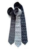 Anatomical Brain tie: Dove grey print on charcoal, silver, black.