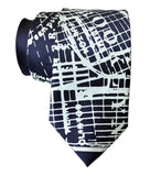 Brooklyn New York Necktie, Ice on Navy Blue Tie, by Cyberoptix