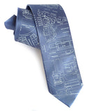 Detroit Map Tie: Campus Martius Necktie on steel blue