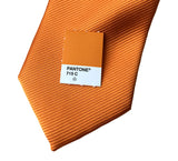 Pantone orange solid color necktie. Fine stripe woven tie, by Cyberoptix