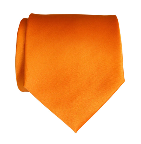 Carrot Orange Necktie. Solid Color Satin Finish Tie, No Print