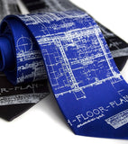 Royal blue Detroit blueprint tie.