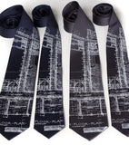Detroit Blueprint neckties, white screenprint.