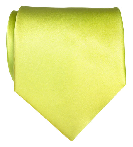 Chartreuse Necktie. Yellow-Green Solid Color Satin Finish Tie, No Print