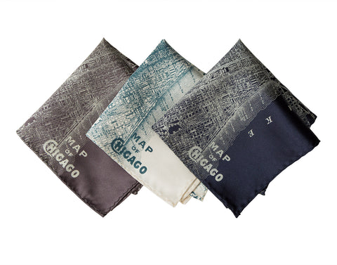 Chicago Map Pocket Square. Vintage City Map Print
