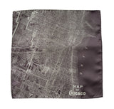 Vintage Chicago Map Pocket Square. Platinum on Charcoal City Map Print, by Cyberoptix