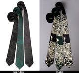 Circuit Board Neckties, Reflective Print Ties with camera flash, Cyberoptix