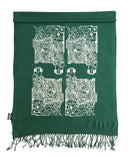 Circuit Board printed pashmina scarf, silver on emerald green, by Cyberoptix