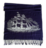 Navy Blue sailing ship scarf, by Cyberoptix