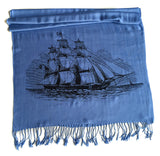 Cornflower sailing ship pashmina scarf, by Cyberoptix