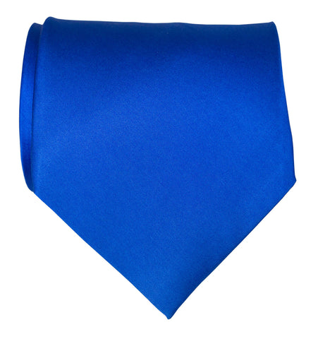 Cobalt Blue Necktie. Solid Color Satin Finish Tie, No Print