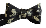 Black and Gold Cock Print Bow Tie. Rooster Print Bowties, Cyberoptix